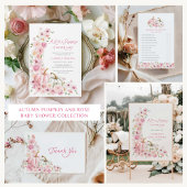 Herfst Roze Pompoen en Bloemboog Kaart