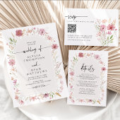 Carte de réponse de mariage à code QR Floral de fl