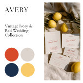 Elegante  Rood & Ivoor Trouwtafel Nummer Kaart