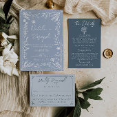 Boho Cool Marina Blue Frame Whimsy Wedding RSVP