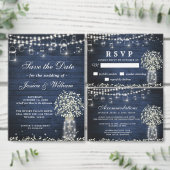 Invitation Baby's Breath Mason Jar Rustic Engagement Party (Personnalisez la collection de ce créateur indépendant.)