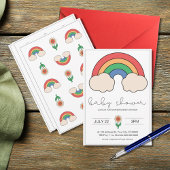 Invitation Baby shower arc-en-ciel, non sexiste