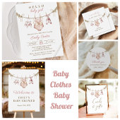 Invitation Boho Aquarelle Bébé Vêtements Fille Baby shower
