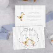 Invitation Ruban Bébé Canard de la Forêt aux Rayures Roses Cé