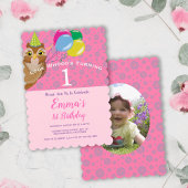 Banderoles Joyeux 1er anniversaire mignonne Chouette rose Ban