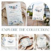 Invitation Baby in Bloom Blue Wildflower Clothesline