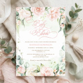 Menu de Baby Shower Fleurs Roses pour Bébé