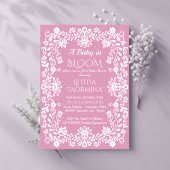 Invitation Bébé en fleur baby shower mexicain rose pâle