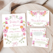 Invitation Fille rose bébé en fleur Élégant Baby shower