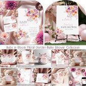 Watercolor Blush Pink Bloom Diaper Raffle  Informatiekaartje