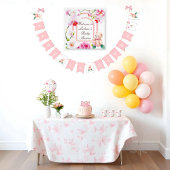 Bannière À Fanions Baby shower bébé en fleur pour une fille