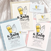 Carte De Remerciements Baby is Brewing Beer Baby Bottle Blue Baby Shower