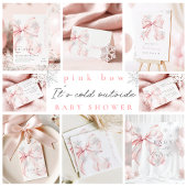 Carte de table d'hiver à ruban rose