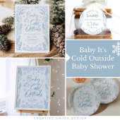 Winter Frost Snowflake Baby shower Kaarten en gesc Poster