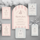 Invitation Bébé à bord Elégant Baby shower Blue Sailboat
