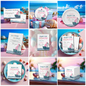 Signe De Table Baby shower nautique rose carreau