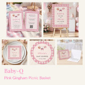Invitation Bébé tout compris Q Rose Gingham Grill