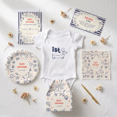 Invitation Fête de naissance Navy Dog Cat Bakery