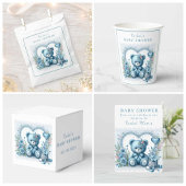 Blauw Teddybeer Kant en Bloemen 1 - Baby shower Bedankdoosjes
