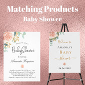 Serviette En Papier Baby shower bee bee rose floral vert fille