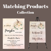 Assiettes En Carton Baby shower citrouille rose or crème brush