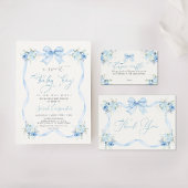 Invitation Baby shower bleu Bow garçon