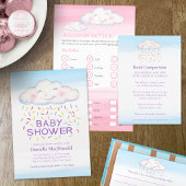 Étiquette Cloud bonbon bébé saupoudrer d'aquarelle rose
