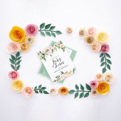 Sticker Carré Baby shower aquarelle jaune girly script floral