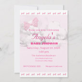 Pink Bows Baby Shower Invitation Kaart