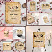 Baby- bloemmonogram Baby shower Informatiekaartje