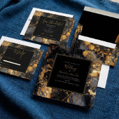 Uitnodiging voor bruiloft met zwarte en gouden mar