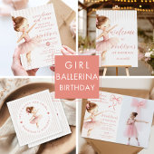 Invitation Pink Bow Ballet Dancer Girl Birthday Party