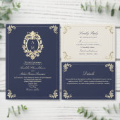 Carte De Placement Mariage baroque bleu marine (Personnalisez la collection de ce créateur indépendant.)