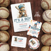 Carte D'accompagnement Baseball Teddy Bear Baby Shower QR Code RSVP 