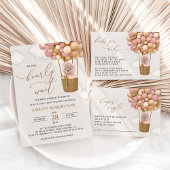 Invitation Tout En Un Ours, Ballons roses, Ballons à air chaud, Baby sho