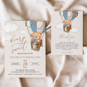 Invitations En Acrylique Ours en peluche, Bleu à air chaud, premier anniver