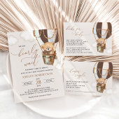 Invitation Tout En Un Ours en peluche, Ballon Brown à air chaud, Baby sh