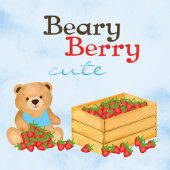 Invitation Beary Berry Cute Blue Cub's Strawberries Anniversa