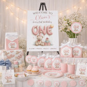 Sweet First Birthday Invitation with Teddy Bear 