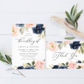 Invitation Beau Blush & Navy Fleurs Garçon Fille Baptême