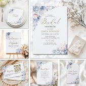 Invitation Beautiful Bridal Shower with Flowers Blue Tones