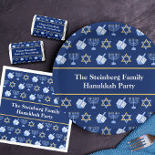 Papier Cadeau Hanoukka Blue Menorah Dreidel Motif Chanukah