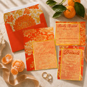 Save The Date Opulent Mandarin Orange Floral