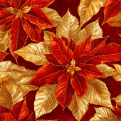 Beau Ornement Vintage Rouge Or Poinsettias