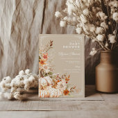 Poster Citrouille beige et Fleurs Baby shower Signes de t