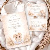 Carte D'accompagnement Beige Bunny Floral Diapper Raffle
