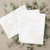 Invitation Mariage Boho Floral Corner beige (Personnalisez la collection de ce créateur indépendant. Test)