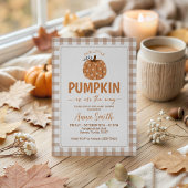 Signe De Table Pancarte de table Beige Gingham Pumpkin 8x10