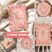 Berry First Strawberry Girl 1e verjaardag Papieren Bordje