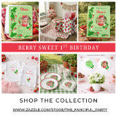 Poster Berry Sweet 1st Birthday Strawberry 